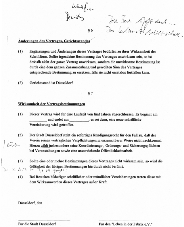 Kooperationsvertrag zwischen Kulturamt und Verein "Leben in der Fabrik", Seite 6