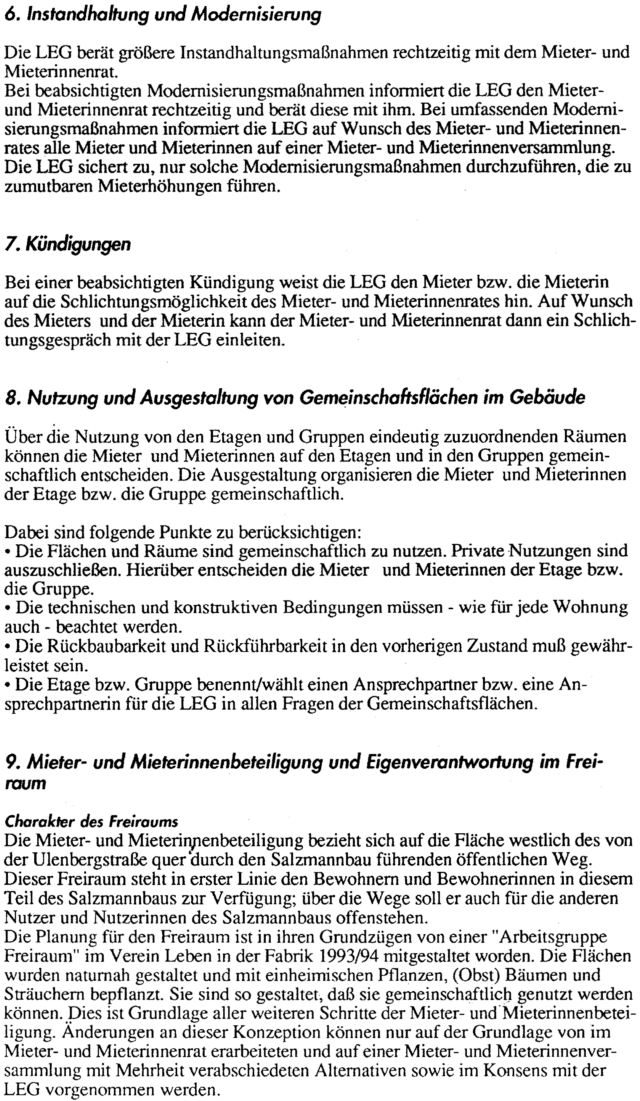 Vereinbarung ber Mieterbeteiligung im Salzmannbau in Dsseldorf-Bilk vom 16.10.1995, Seite 3
